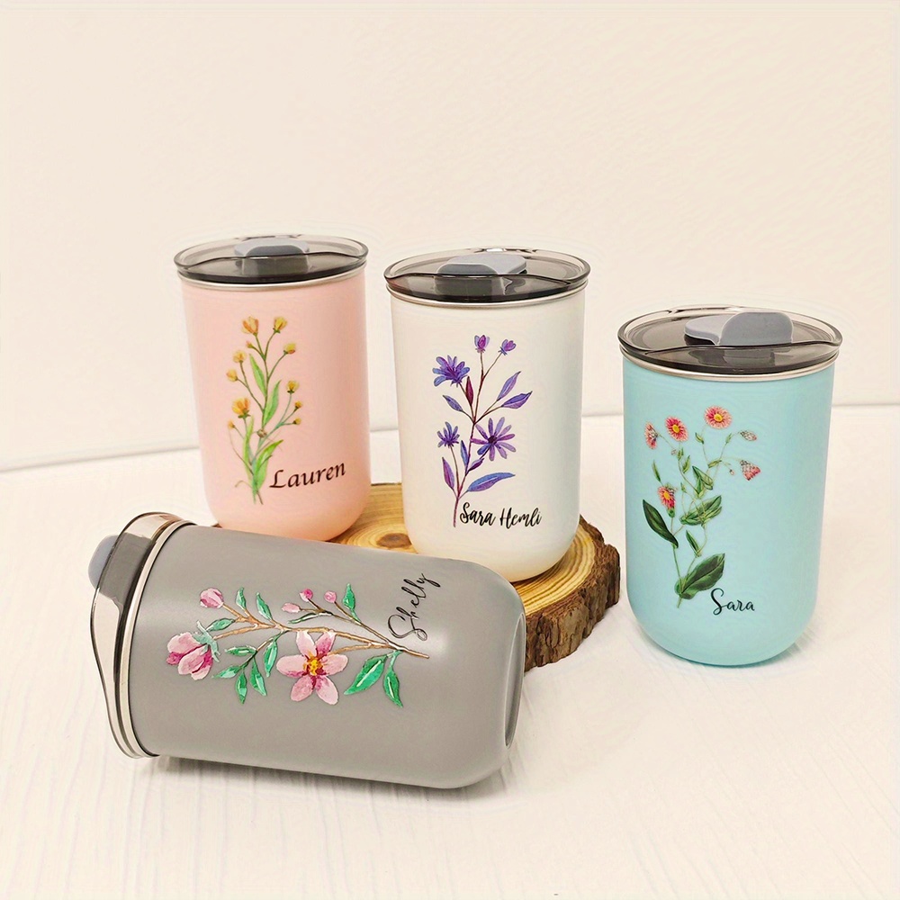 Custom Birth Flower Stainless  - đánh giá và giá Coffee Tea Name